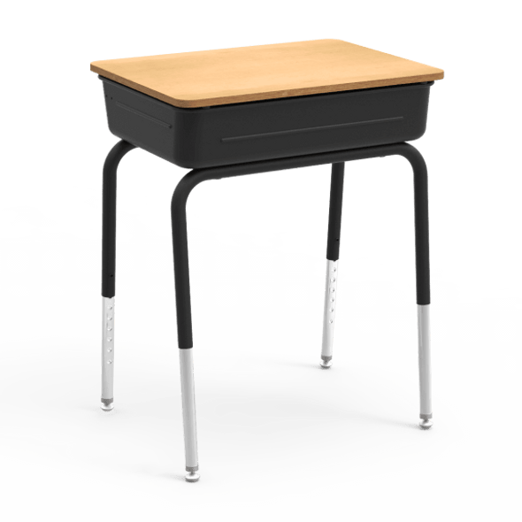 751 Series Student Desk, 18" x 24" Laminate Top, Black Book Box, Fusion Maple Top, Clear Edge, Char Black Frame