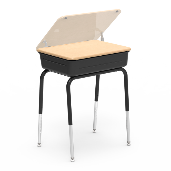 751 Series Student Desk, 18" x 24" Hard Plastic Top, Black Book Box, Fusion Maple Top, Char Black Frame