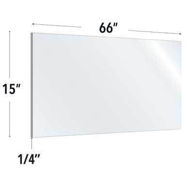 OfficeSource SafeGuard Barrier Collection Clear Acrylic Screen with Rounded Edges - 60''W x 15''H
