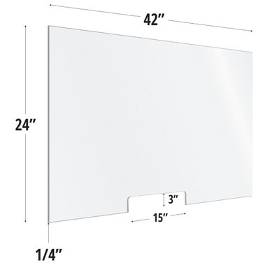 OfficeSource SafeGuard Barrier Collection Clear Acrylic Screen with Transaction Cutout - 42''W x 24''H