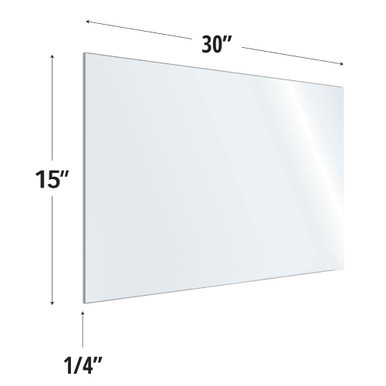 OfficeSource SafeGuard Barrier Collection Clear Acrylic Screen with Rounded Edges - 30''W x 15''H