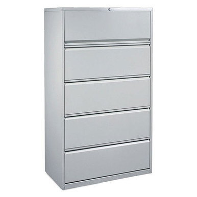 OfficeSource 5-drawer lateral file cabinet in a modern executive office workspace with professional storage organization