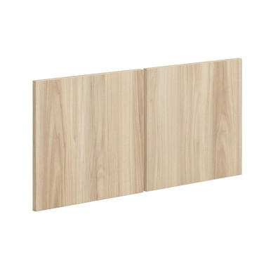 Laminate office hutch doors in modern walnut finish installed in a professional office workspace with organized storage