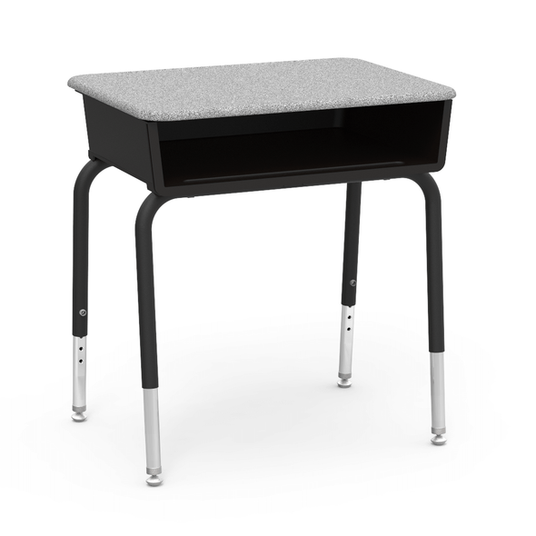 785 Series Student Desk with Plastic Book Box, 18" x 24" Hard Plastic Top, Black Book Box, Grey Nebula Top, Char Black Frame