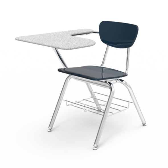 3000 Series Chair Combo, Tablet Arm Top, Navy Seat and Back, Grey Nebula Top, Chrome Frame - Set of 2 Chairs