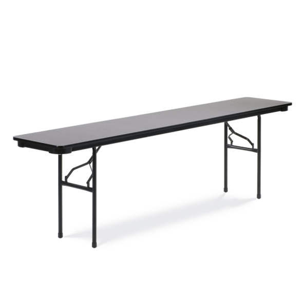 6000 Series 18" x 96" Rectangle Folding Table, Grey Nebula Top, Char Black Edge, Char Black Frame