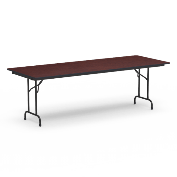 6000 Series 30" x 96" Rectangle Folding Table, Walnut Top, Char Black Edge, Char Black Frame