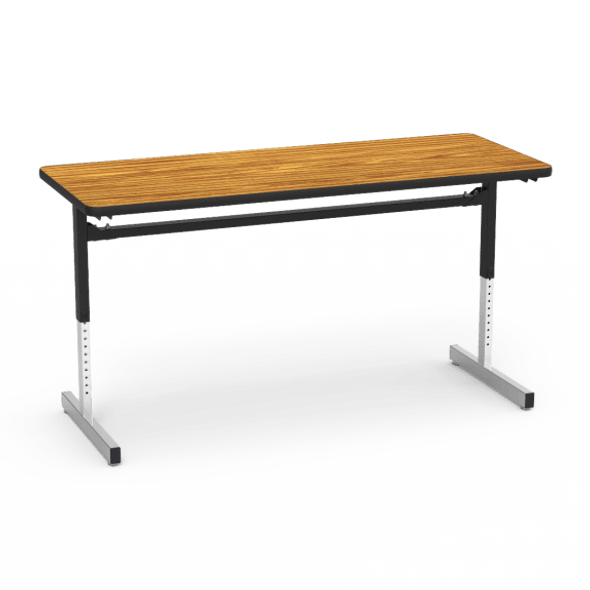 8700 Series 24" x 60" Rectangle Table, Medium Oak Top, Char Black Edge, Char Black Frame