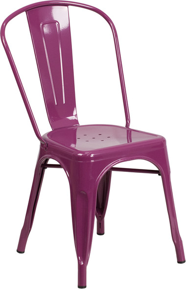 Purple Metal Indoor-Outdoor Stackable Chair
