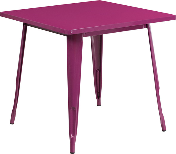 31.5'' Square Purple Metal Indoor-Outdoor Table