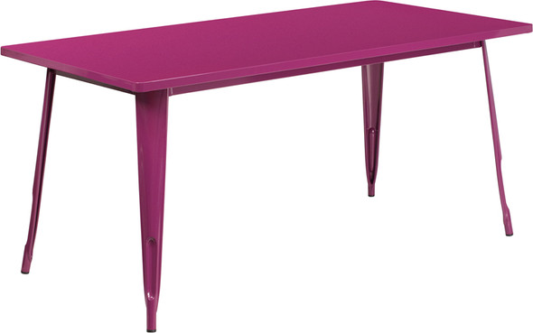 31.5'' x 63'' Rectangular Purple Metal Indoor-Outdoor Table