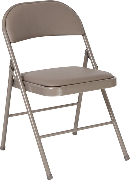 TYCOON Series Double Braced Gray Vinyl Folding Chair