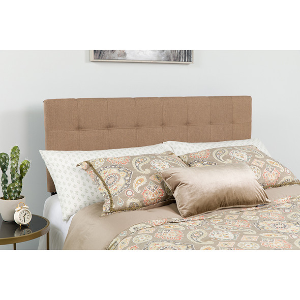 Bedford Tufted Upholstered King Size Headboard in Camel Fabric