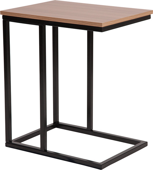 Aurora Rustic Wood Grain Finish Side Table with Black Metal Cantilever Base