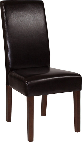 Greenwich Series Brown Leather Parsons Chair