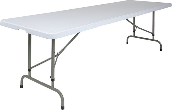 30''W x 96''L Height Adjustable Granite White Plastic Folding Table