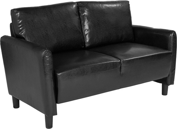 Candler Park Upholstered Loveseat in Black Leather