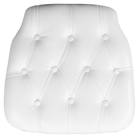 Hard White Tufted Vinyl Chiavari Chair Cushion
