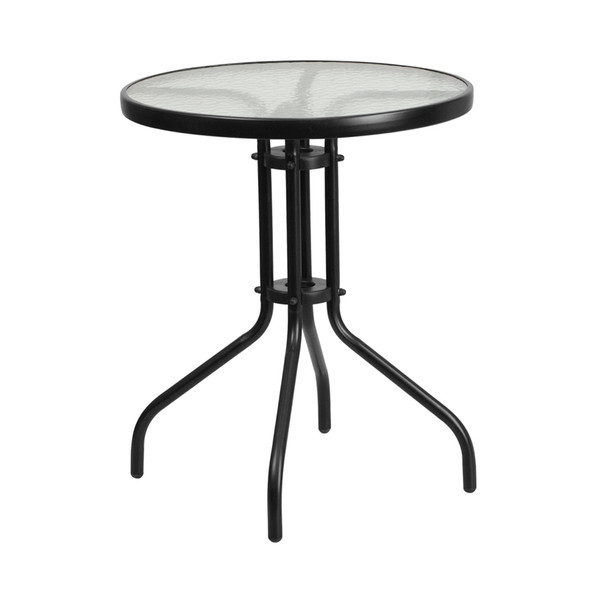 23.75'' Round Tempered Glass Metal Table