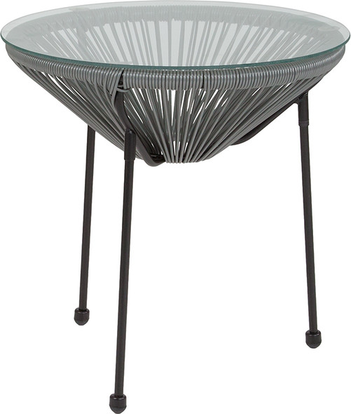 Valencia Oval Comfort Series Take Ten Grey Rattan Table with Glass Top