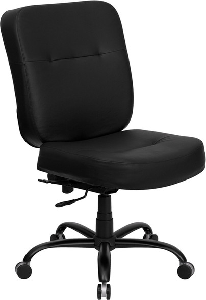 TYCOON Series Big & Tall 400 lb. Rated Black Leather Executive Swivel Ergonomic Office Chair with Rectangle Back