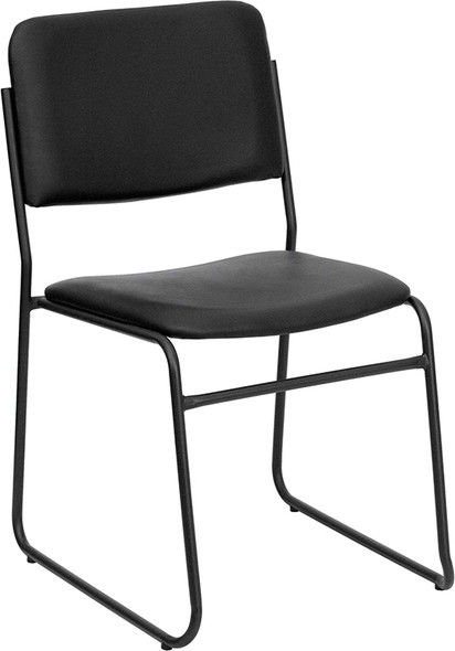 TYCOON Series 1000 lb. Capacity High Density Black Vinyl Stacking Chair with Sled Base