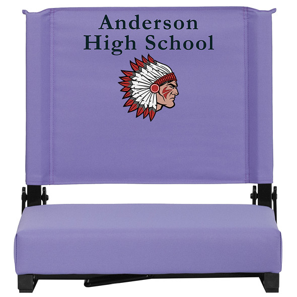 Embroidered Grandstand Comfort Seats by Flash with Ultra-Padded Seat in Purple