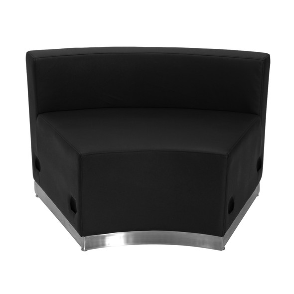 TYCOON Alon Series Black Leather Concave Chair with Brushed Stainless Steel Base
