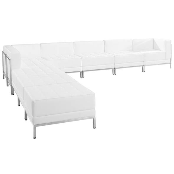 TYCOON Imagination Series Melrose White Leather Sectional Configuration, 9 Pieces