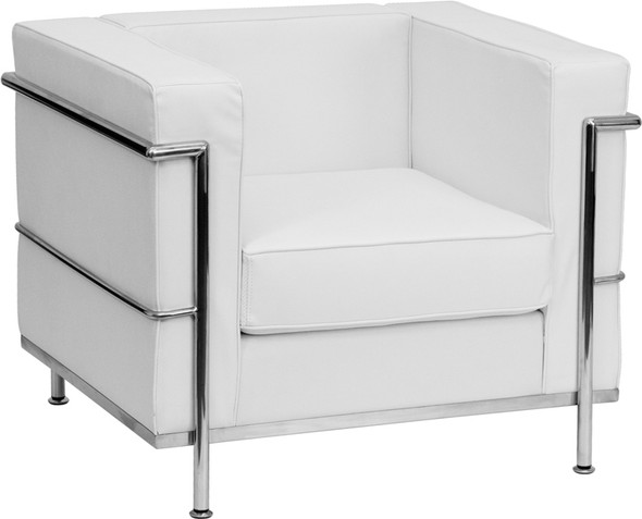 TYCOON Regal Series Contemporary Melrose White Leather Chair with Encasing Frame