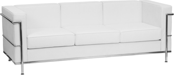 TYCOON Regal Series Contemporary Melrose White Leather Sofa with Encasing Frame