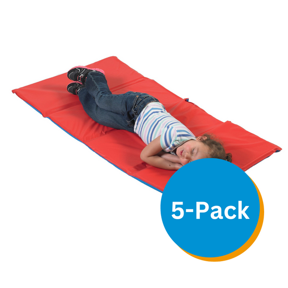 Angels Rest Nap Mat - 2" Red/Blue 4 Section Folding Mat - 5 Pack