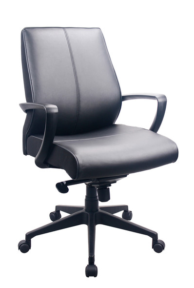 TP350 Tempurpedic Leather Mid Back Black Chair