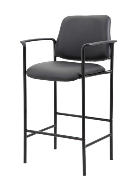 Boss Square Back Diamond Stool W/Arm In Black Caressoft