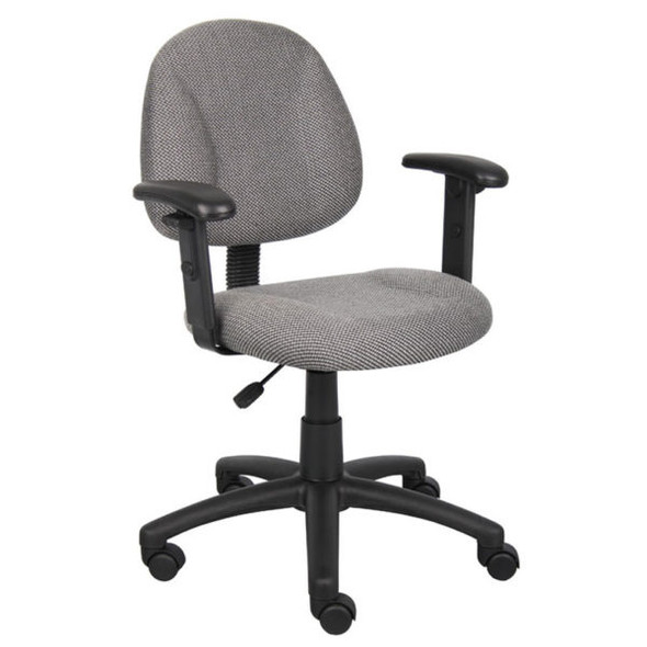 Boss Grey  Deluxe Posture Chair W/ Adjustable Arms
