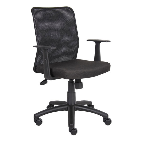 Boss Budget Mesh Back and Mesh Fabric Seat Task Chair W/ T-Arms