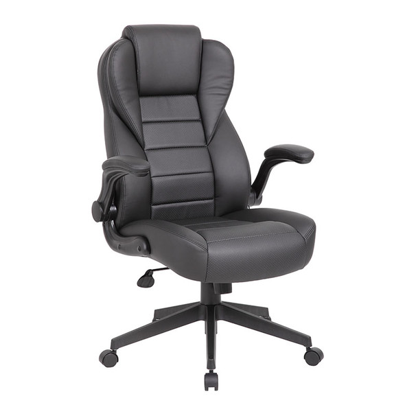 Boss Executive High Back LeatherPlus Flip Arm Chair