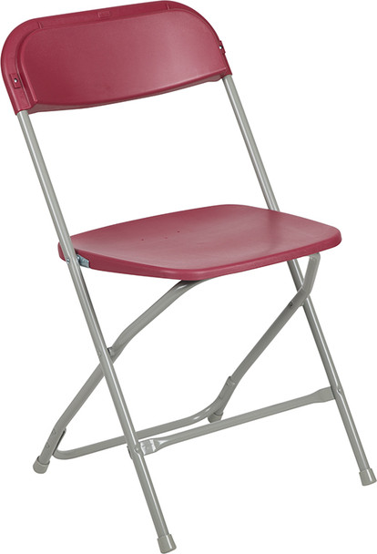 2 Pk. TYCOON Series 650 lb. Capacity Premium Red Plastic Folding Chair