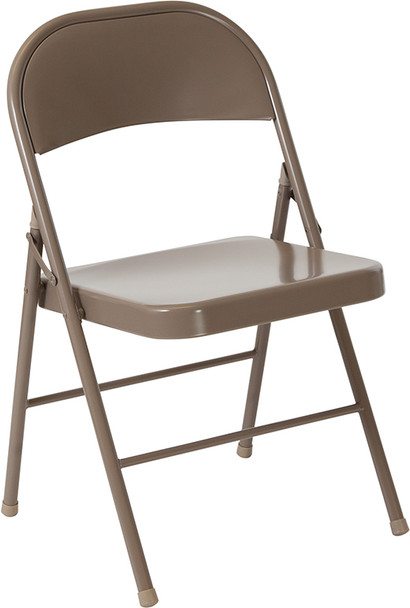 TYCOON Series Double Braced Beige Metal Folding Chair