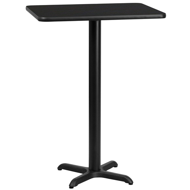 24'' x 30'' Rectangular Black Laminate Table Top with 22'' x 22'' Bar Height Table Base