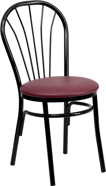 TYCOON Series Fan Back Metal Chair - Burgundy Vinyl Seat