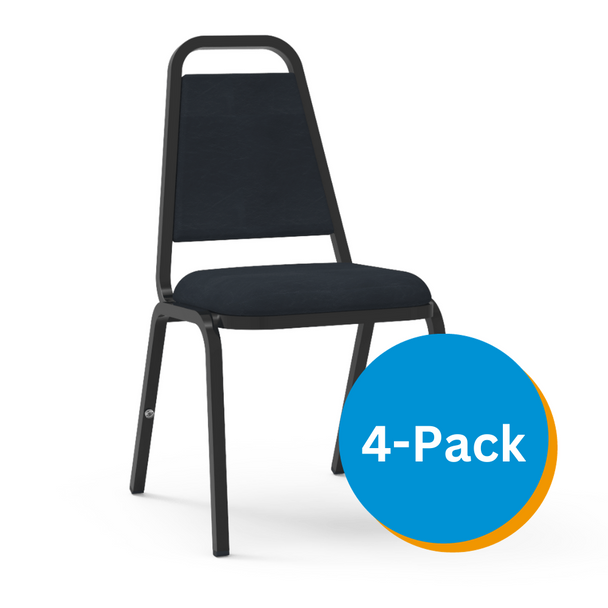 8900 Series Chair with Trapezoidal Back, Dome Seat, Select Black Vinyl Seat and Back, Char Black Frame - Set of 4 Chairs