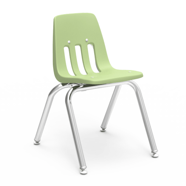 9000 Series 14" Classroom Chair, Green Apple Bucket, Chrome Frame, Kindergarten - 2nd Grade