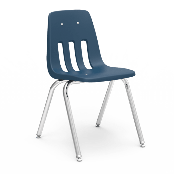 9000 Series 16" Classroom Chair, Navy Bucket, Chrome Frame, 3rd - 4th Grade