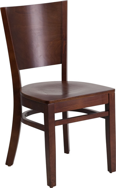 Lacey Series Solid Back Walnut Wood Restaurant Chair