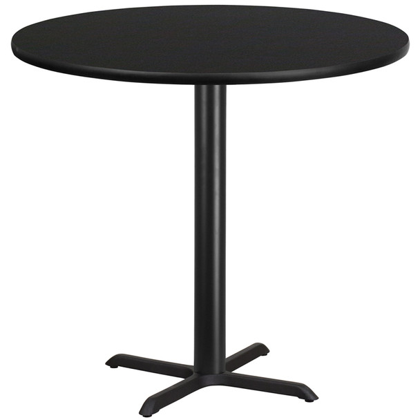 42'' Round Black Laminate Table Top with 33'' x 33'' Bar Height Table Base