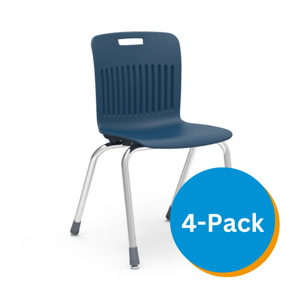 Analogy Series 18" Classroom Chair, Navy Bucket, Chrome Frame - Set of 4 Chairs