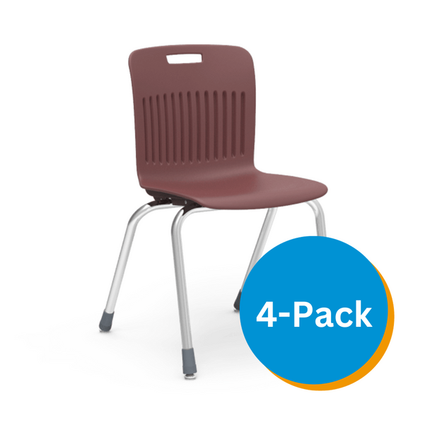 Analogy Series 18" Classroom Chair, Wine Bucket, Chrome Frame - Set of 4 Chairs