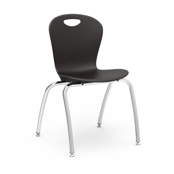 ZUMA Series 18" Classroom Chair with Civitas Frame, Black Bucket, Chrome Frame