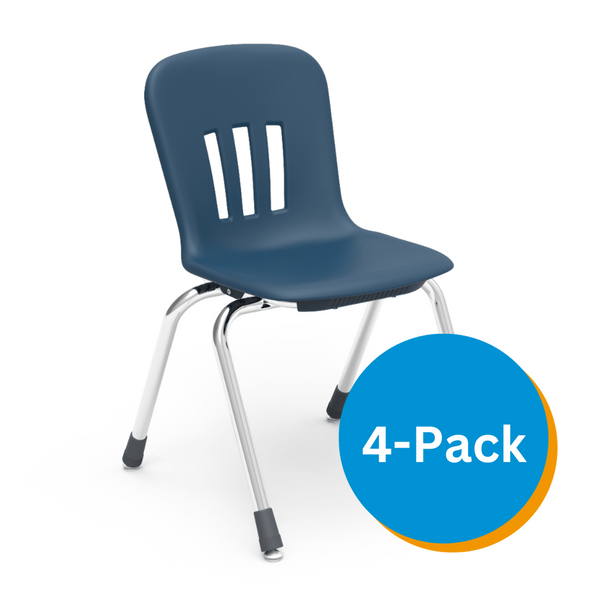 Metaphor Series 16" Classroom Chair, Navy Bucket, Chrome Frame, 3rd - 4th Grade - Set of 4 Chairs